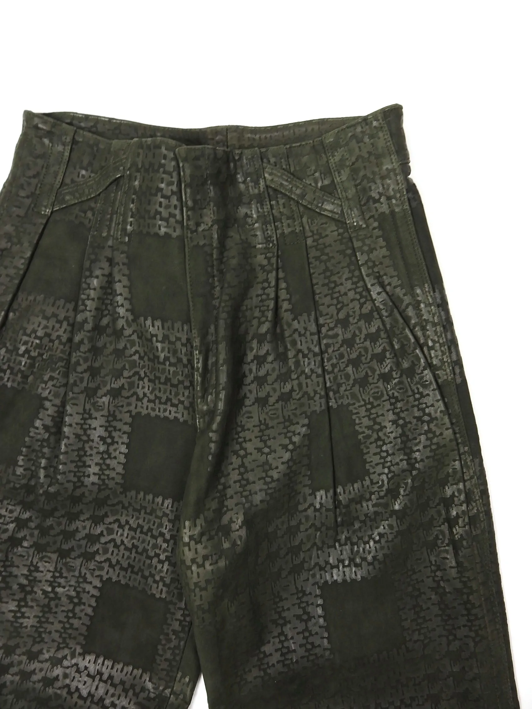 Gianni Versace Vintage Green Leather Pants Fit 30/31" Waist