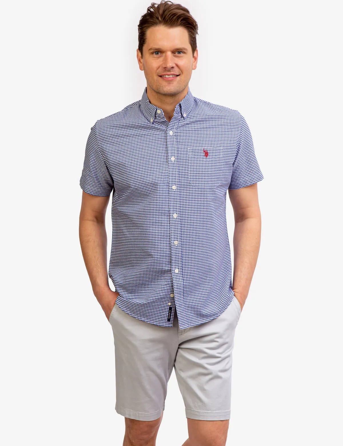 GINGHAM OXFORD SHORT SLEEVE SHIRT