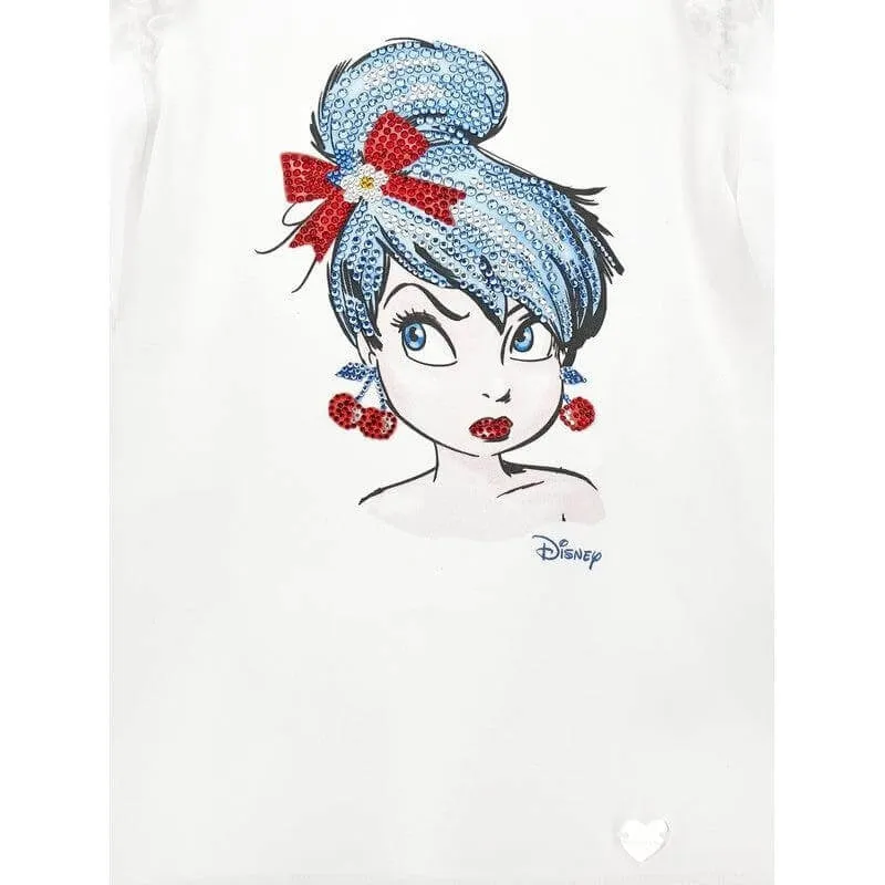Girls White Tinkerbell Puff Sleeve T-shirt