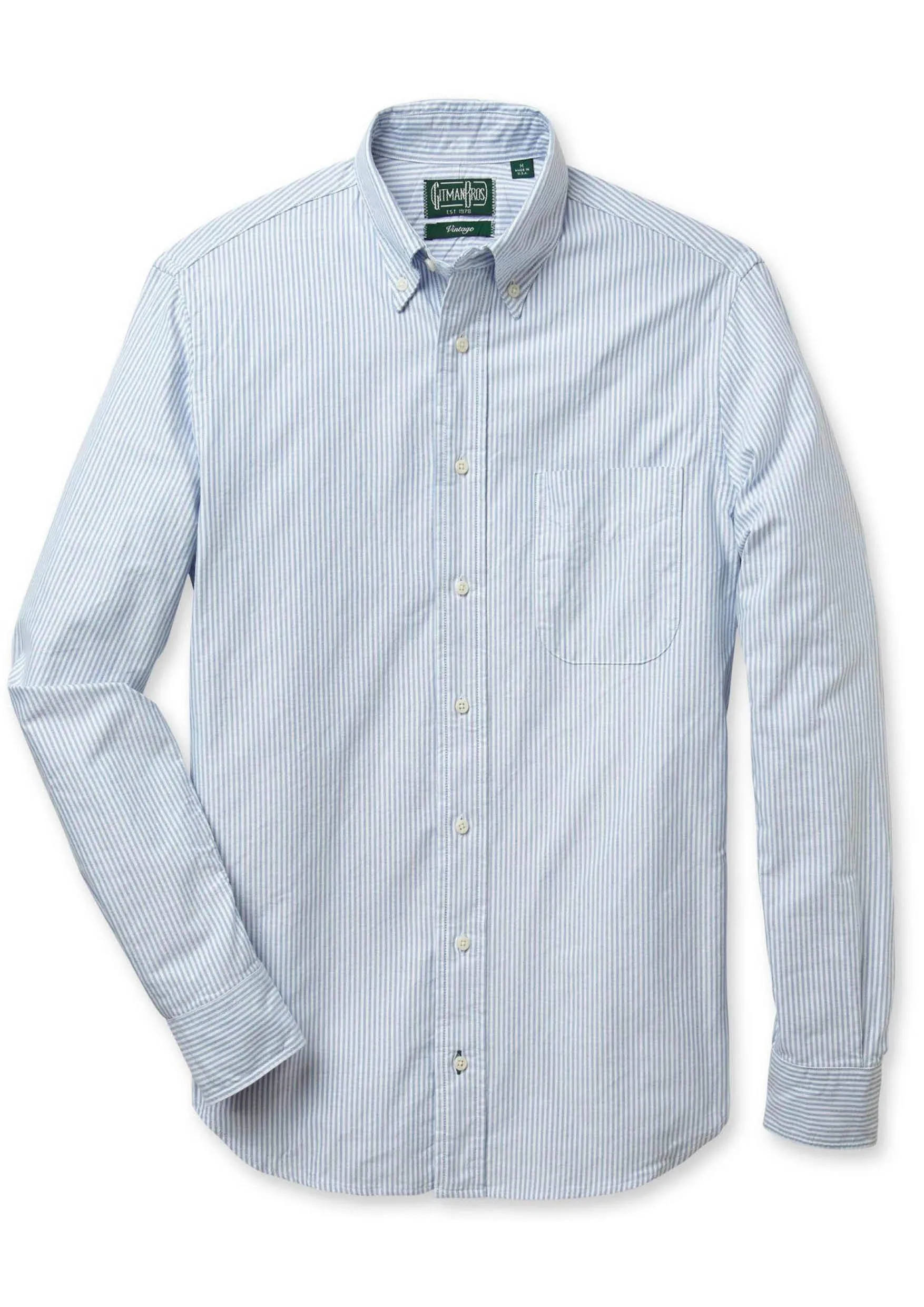 GITMAN VINTAGE - BLUE STRIPE OXFORD SHIRT