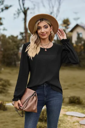 Gloria Round Neck Puff Sleeve Blouse