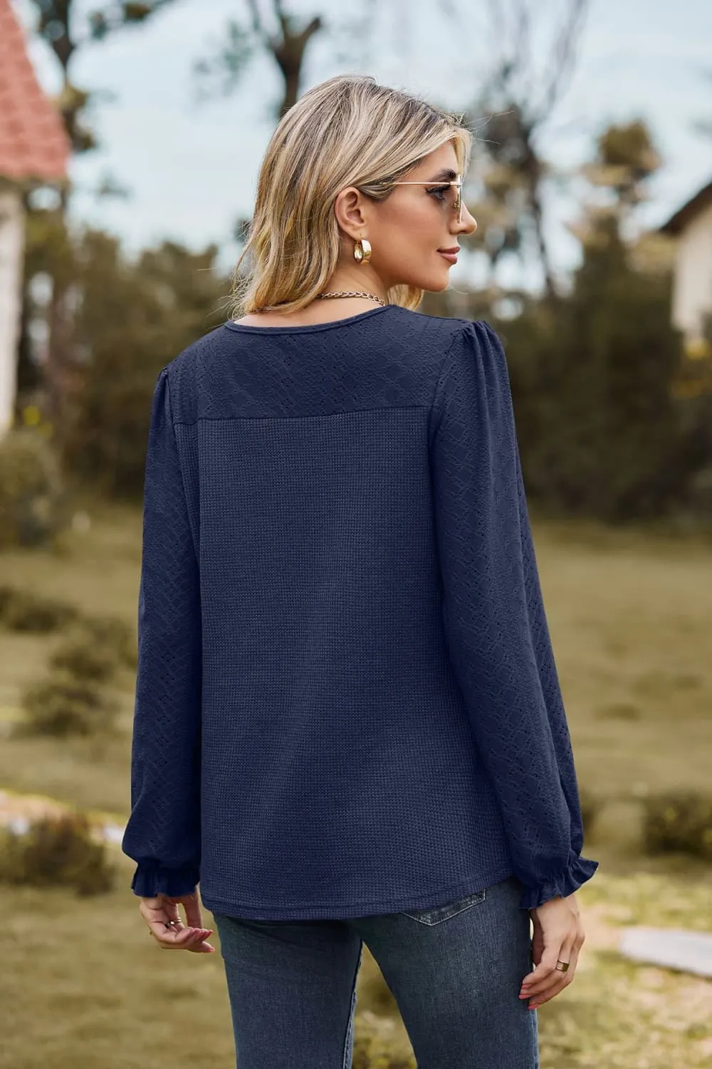 Gloria Round Neck Puff Sleeve Blouse