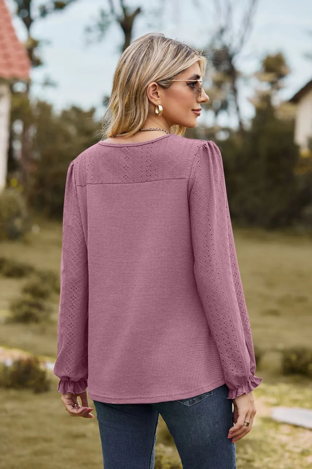 Gloria Round Neck Puff Sleeve Blouse