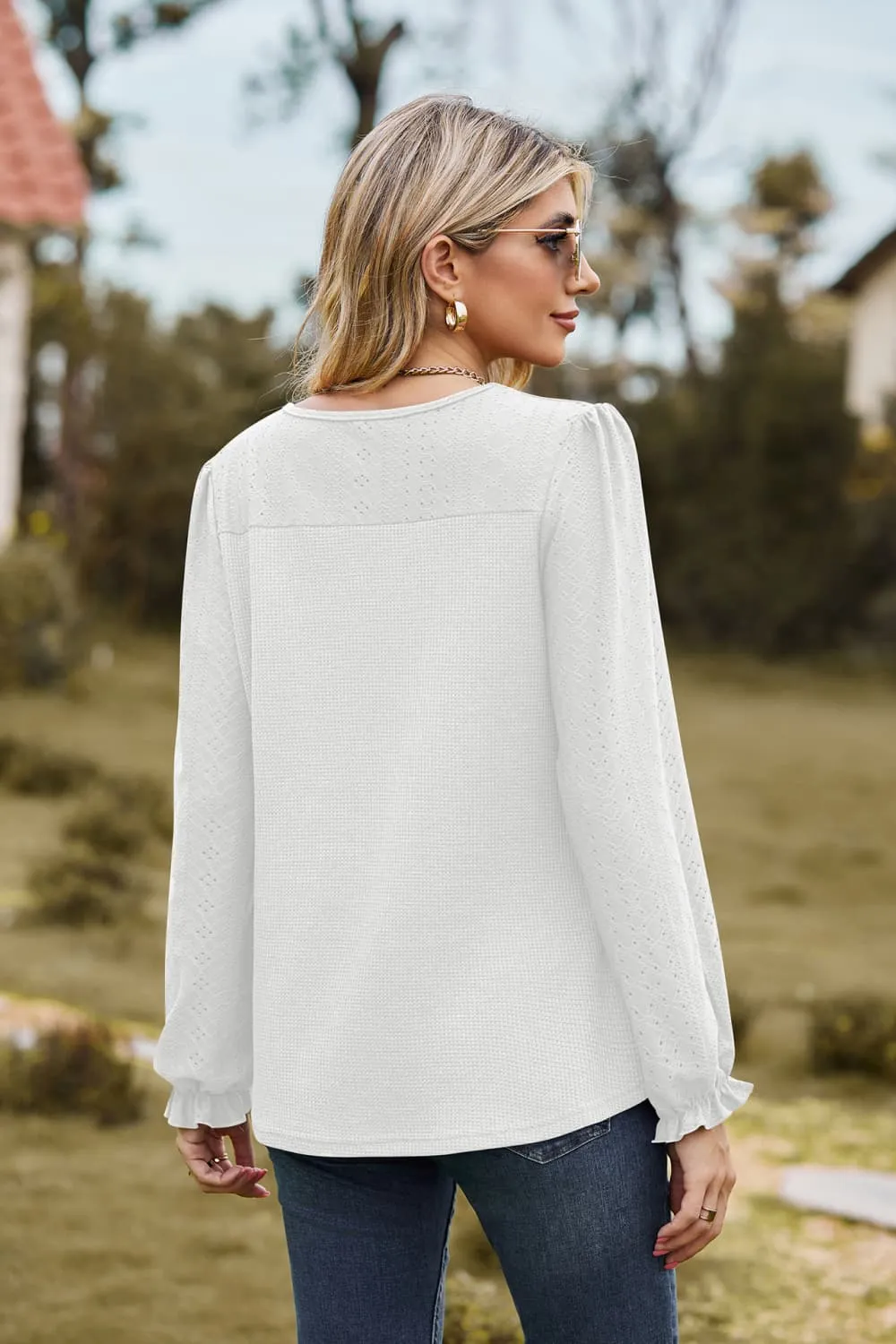 Gloria Round Neck Puff Sleeve Blouse