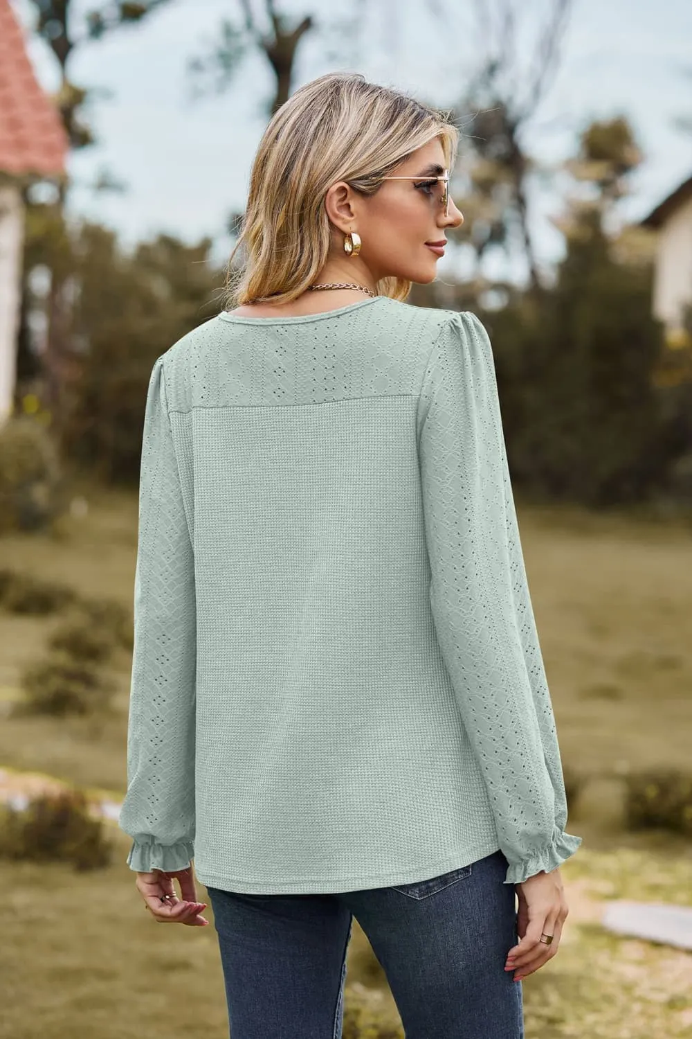 Gloria Round Neck Puff Sleeve Blouse