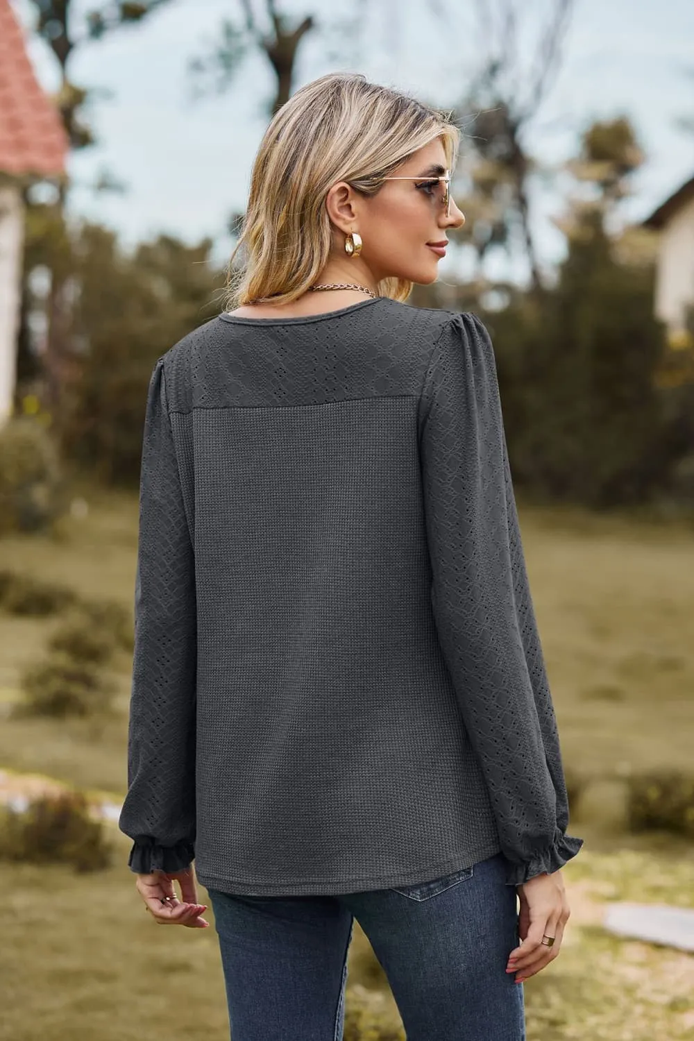 Gloria Round Neck Puff Sleeve Blouse