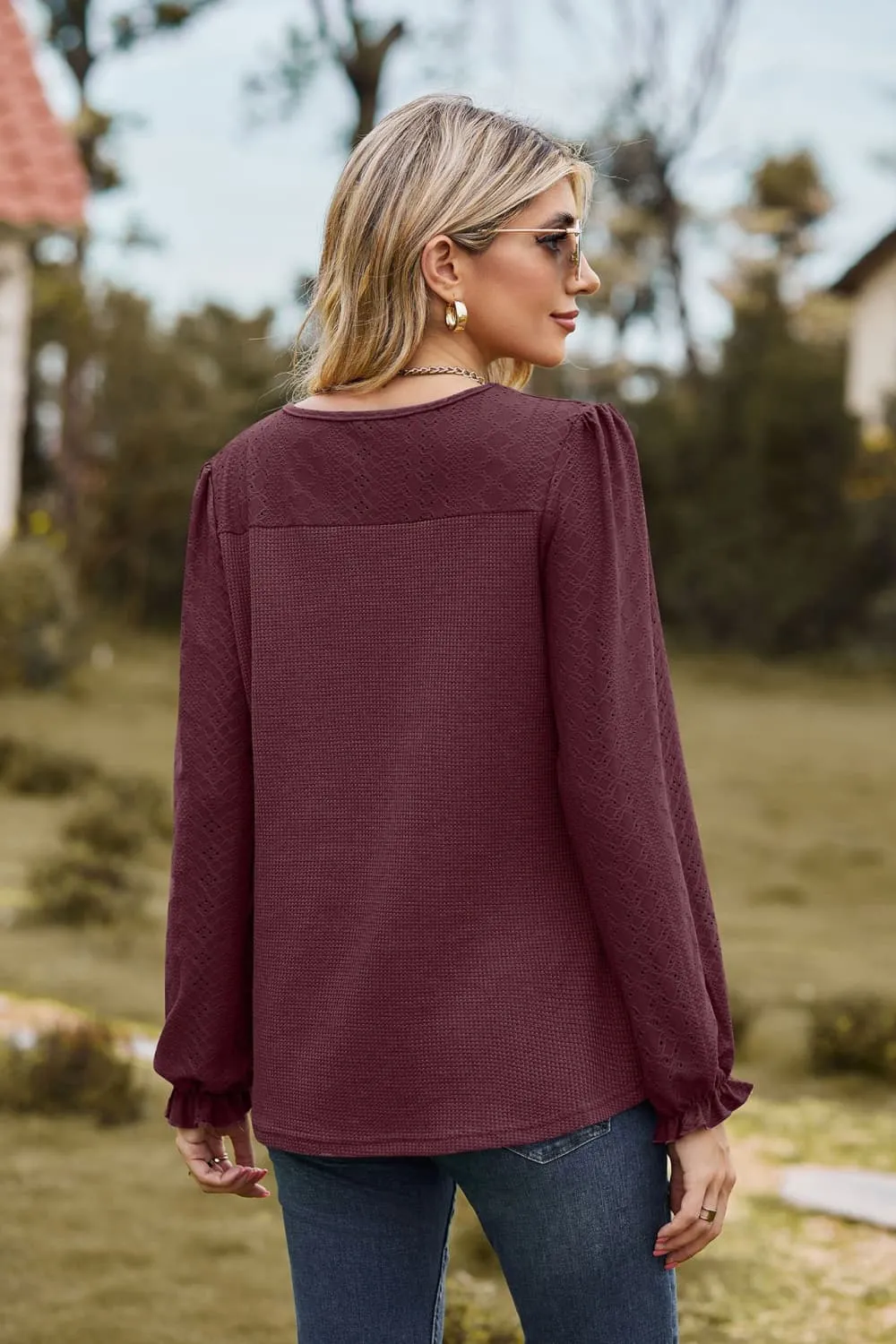 Gloria Round Neck Puff Sleeve Blouse