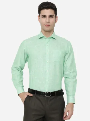 Green Striped Regular Fit Formal Shirt | JadeBlue