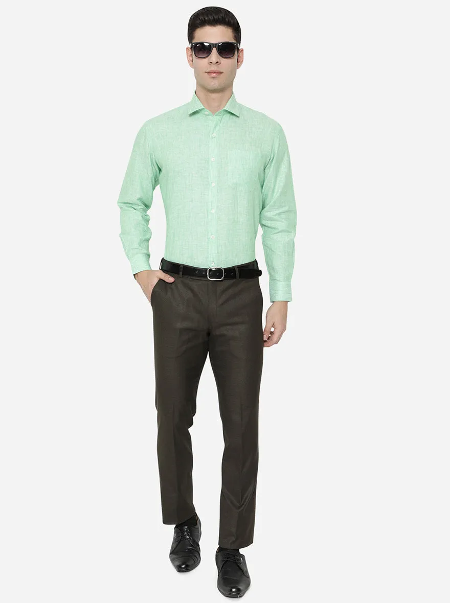 Green Striped Regular Fit Formal Shirt | JadeBlue
