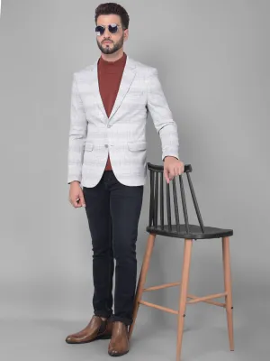 Grey Checked Single Breasted Blazer