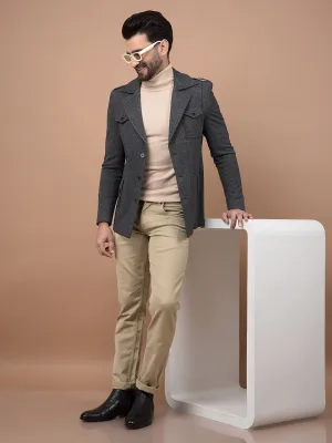 Grey Single Breasted Blazer