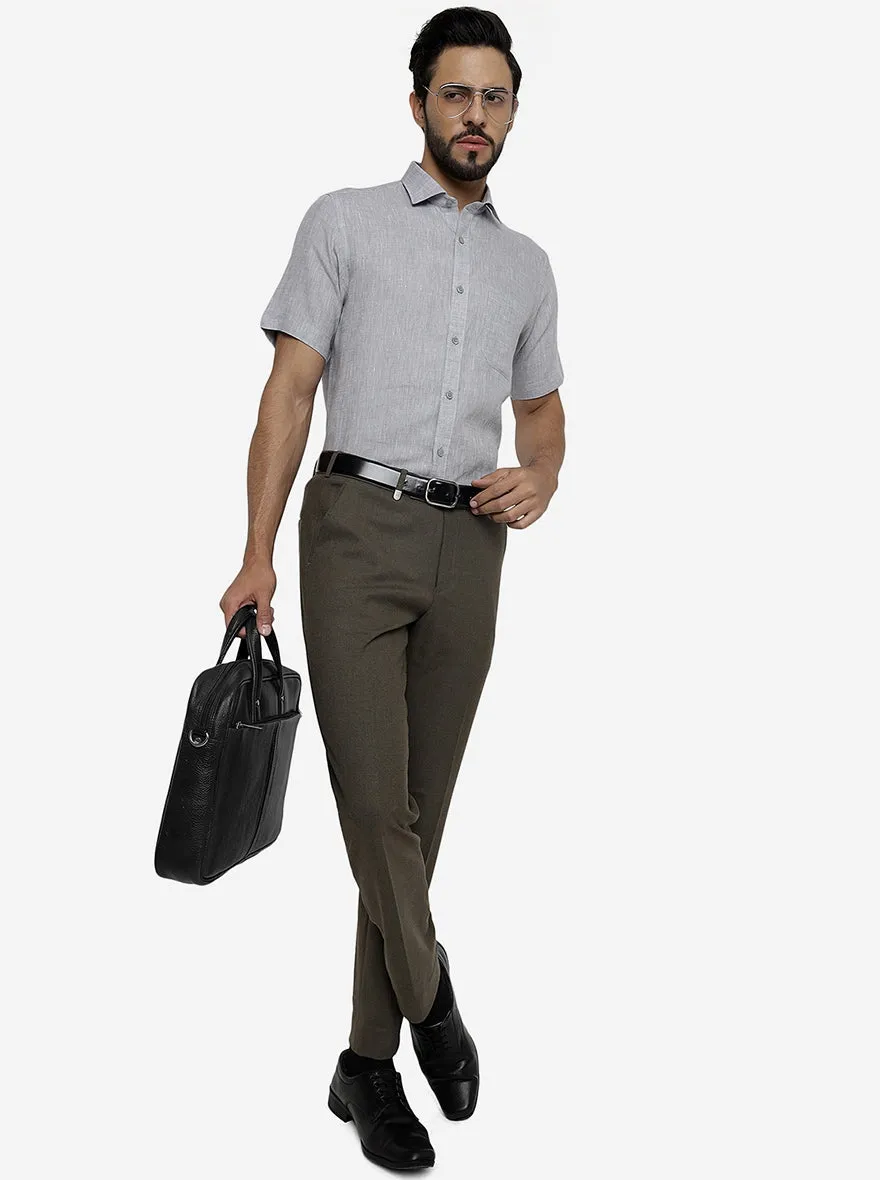 Grey Solid Regular Fit Formal Shirt | JadeBlue