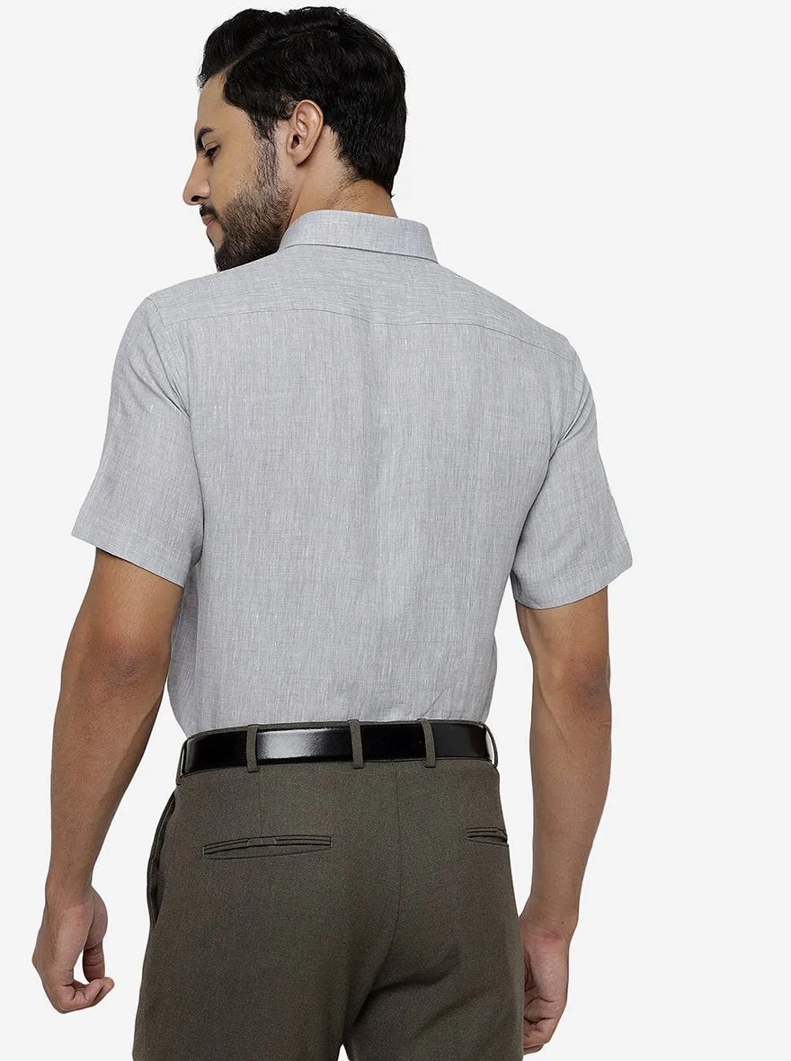 Grey Solid Regular Fit Formal Shirt | JadeBlue