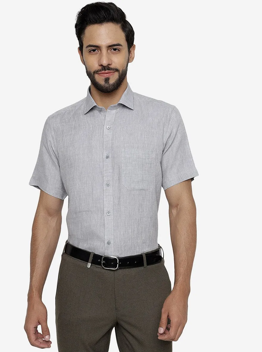 Grey Solid Regular Fit Formal Shirt | JadeBlue