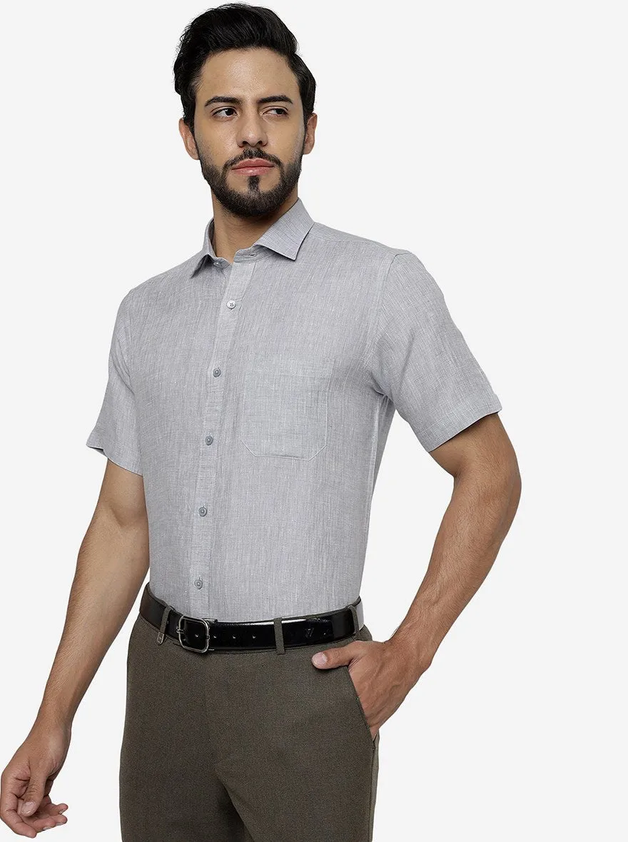 Grey Solid Regular Fit Formal Shirt | JadeBlue