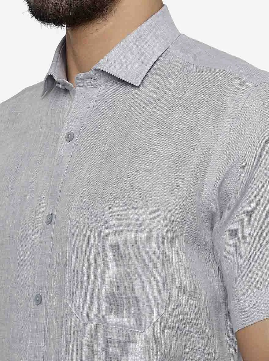 Grey Solid Regular Fit Formal Shirt | JadeBlue