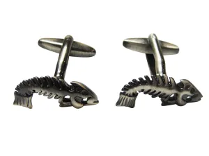 Gun Metal Toned Fish Bone Cufflinks