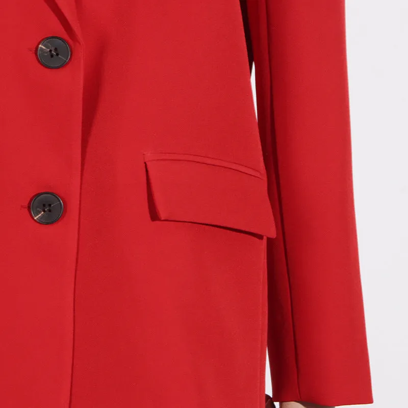 HIGH CLASS ROSETTE TRIM LAPEL LONG SLEEVE SINGLE BREASTED OVERSIZED BLAZER