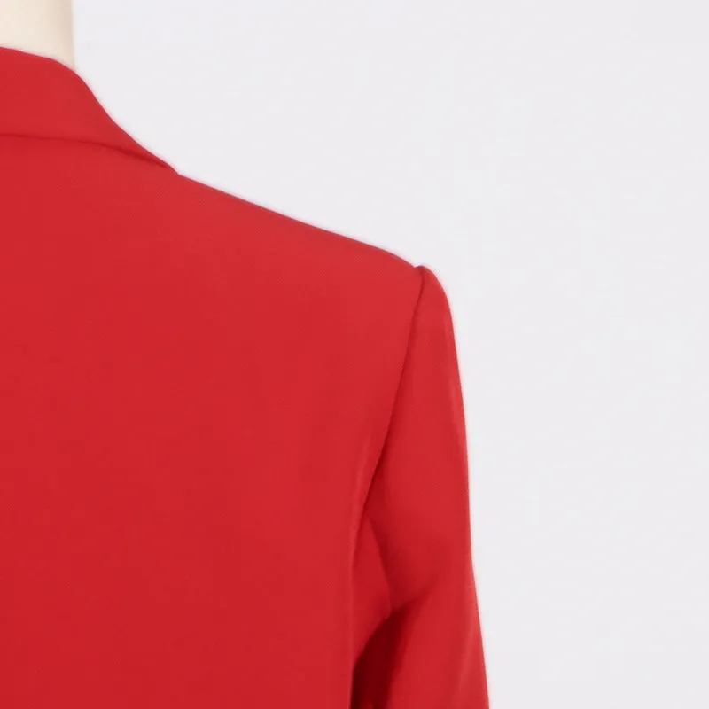 HIGH CLASS ROSETTE TRIM LAPEL LONG SLEEVE SINGLE BREASTED OVERSIZED BLAZER