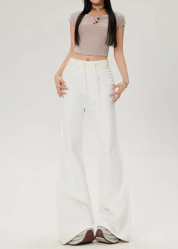 High-Waist Drawstring Summer Flared Pants | Slim Fit Lounge Trousers for Women