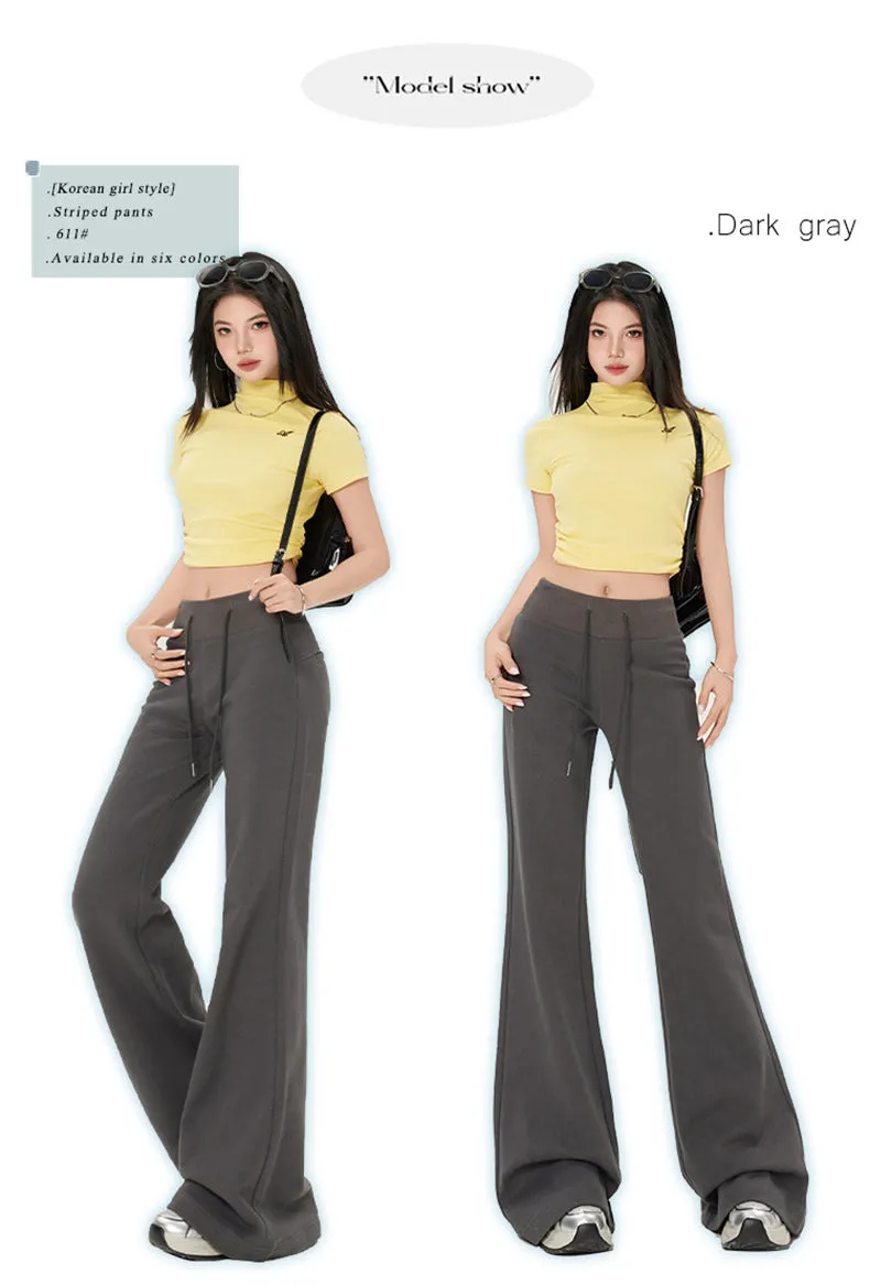 High-Waist Drawstring Summer Flared Pants | Slim Fit Lounge Trousers for Women