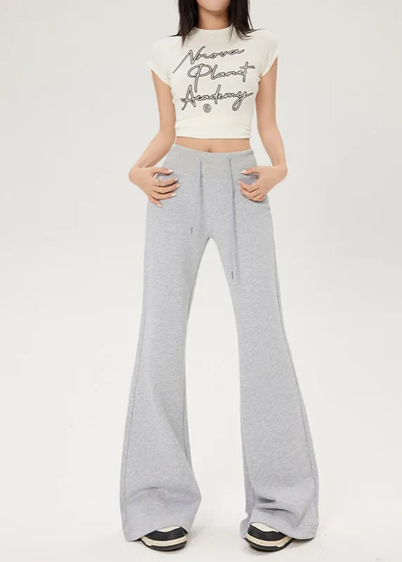 High-Waist Drawstring Summer Flared Pants | Slim Fit Lounge Trousers for Women