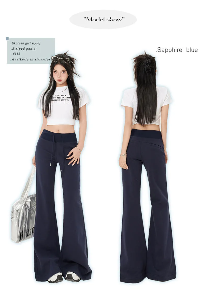 High-Waist Drawstring Summer Flared Pants | Slim Fit Lounge Trousers for Women