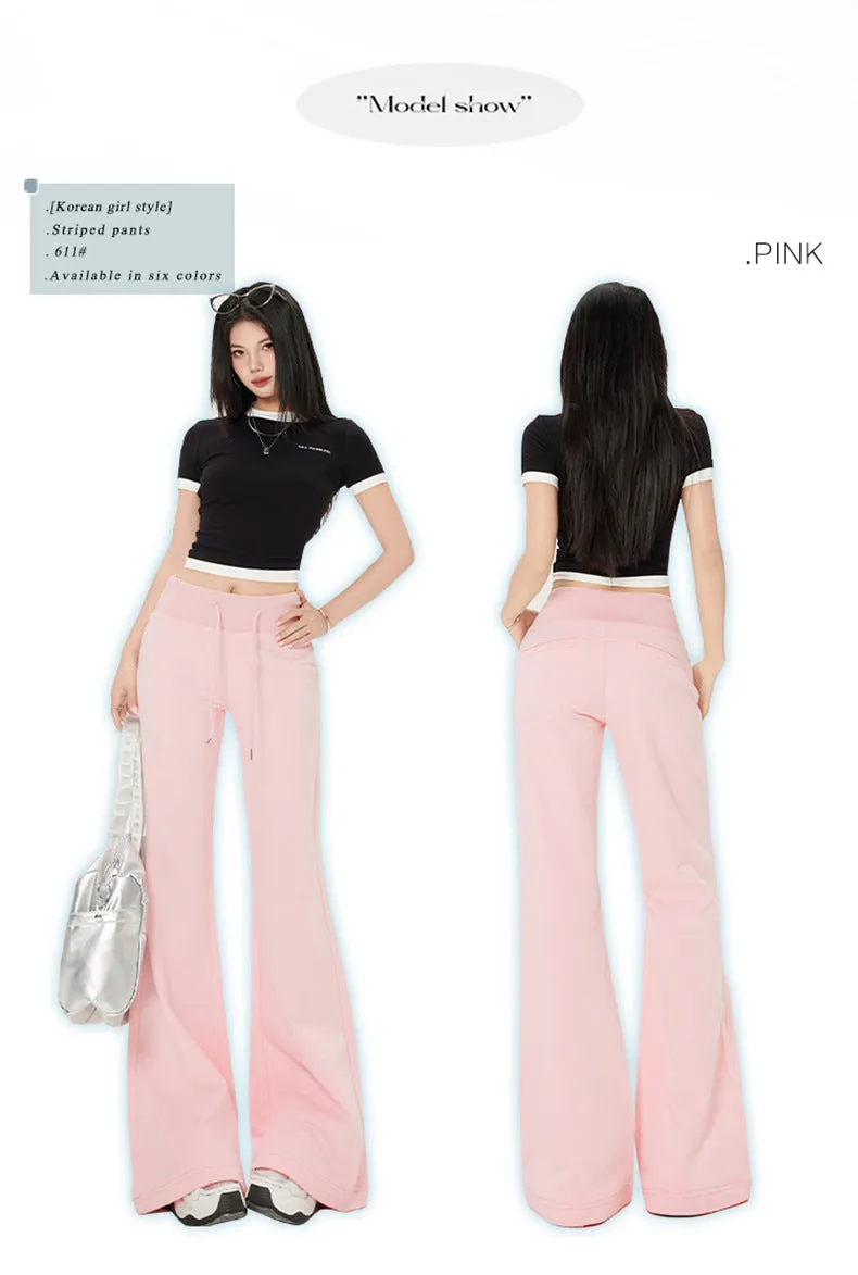 High-Waist Drawstring Summer Flared Pants | Slim Fit Lounge Trousers for Women