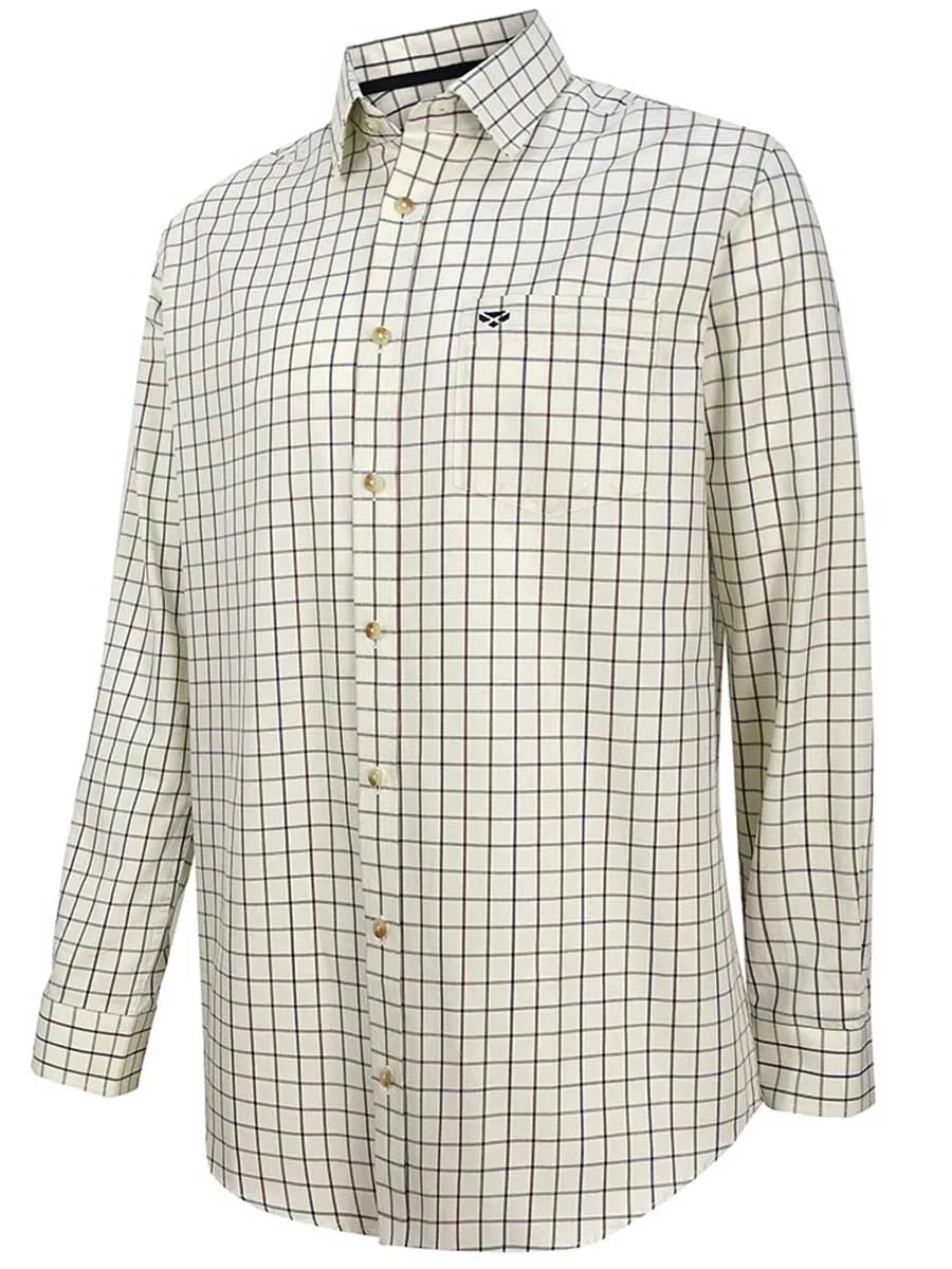 HOGGS OF FIFE Balmoral Luxury Tattersall Shirt - Mens - Navy & Wine Check