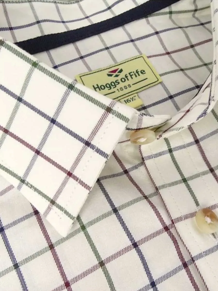 HOGGS OF FIFE Balmoral Luxury Tattersall Shirt - Mens - Navy & Wine Check