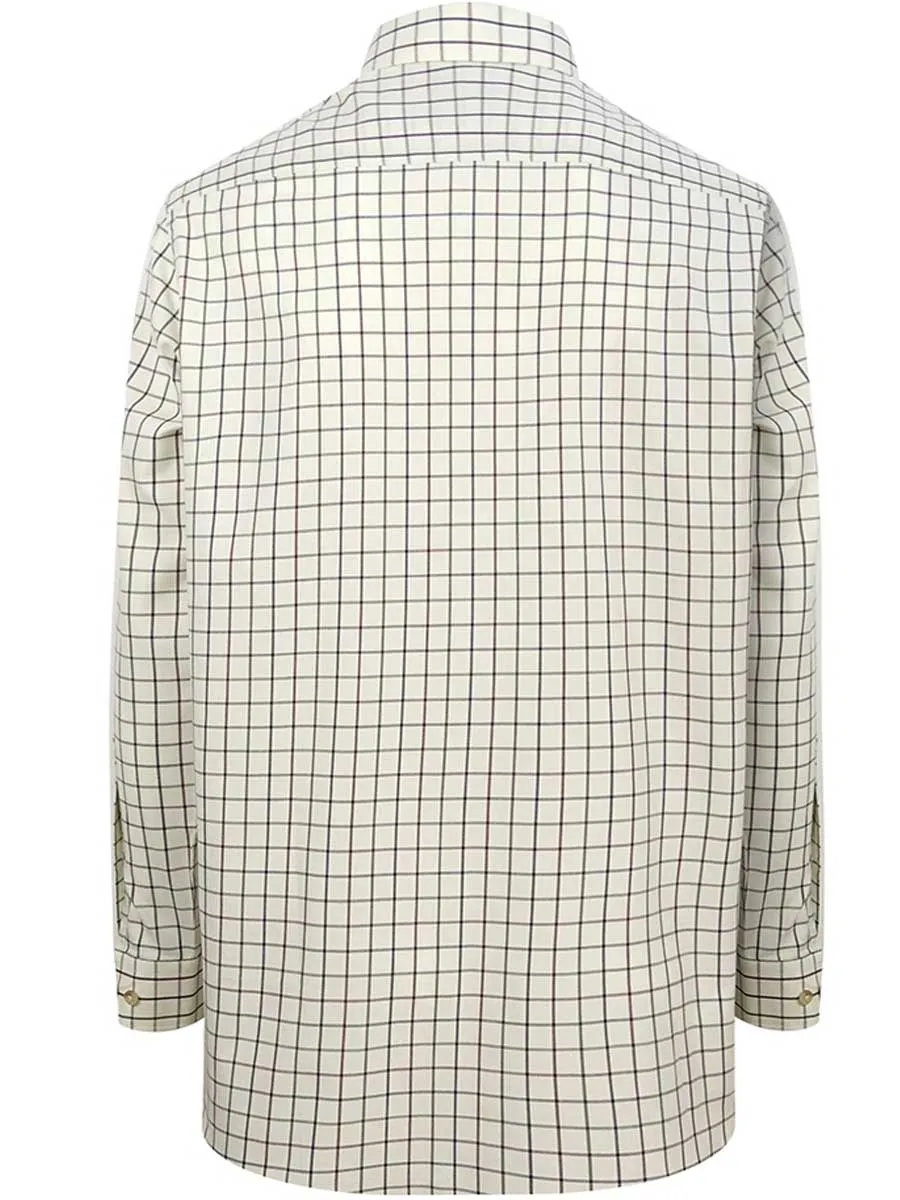 HOGGS OF FIFE Balmoral Luxury Tattersall Shirt - Mens - Navy & Wine Check