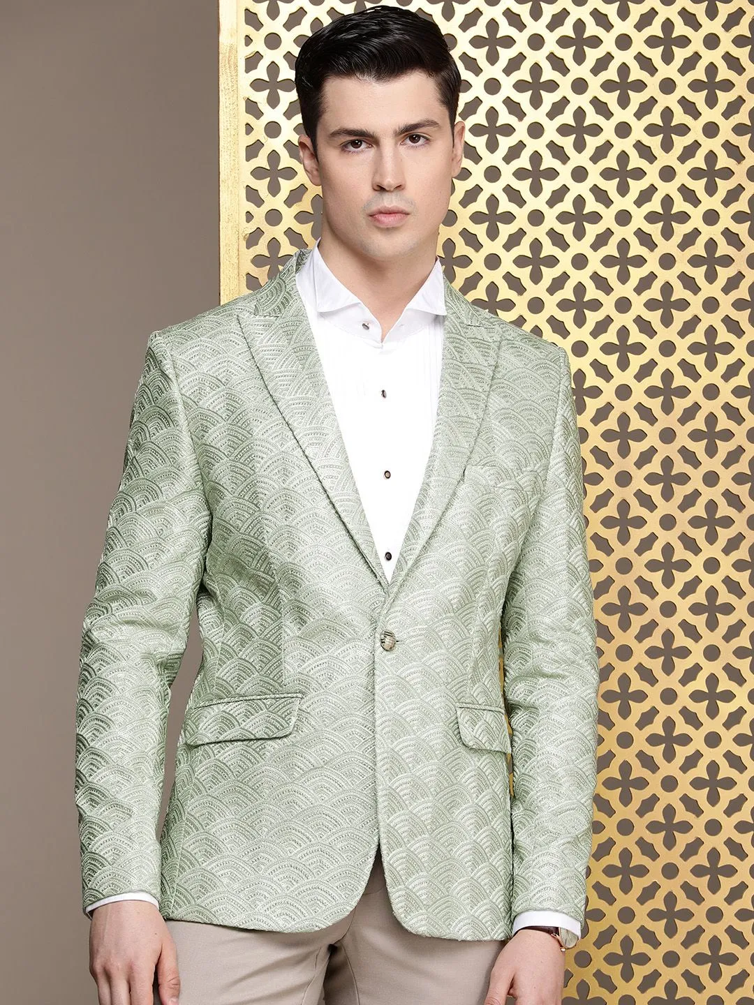 House of Pataudi Single-Breasted Sequinned Blazers