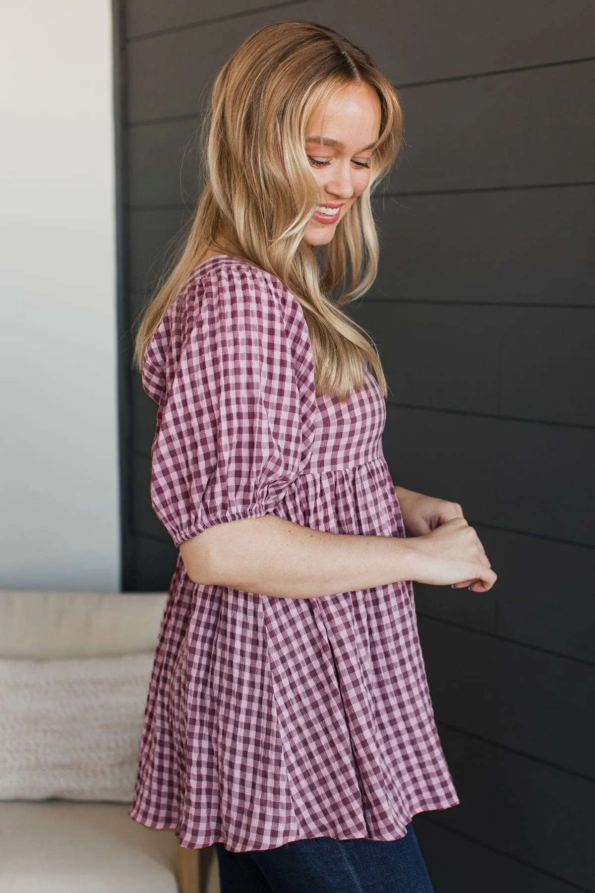 Inspiring Happiness Puff Sleeve Top- Mauve
