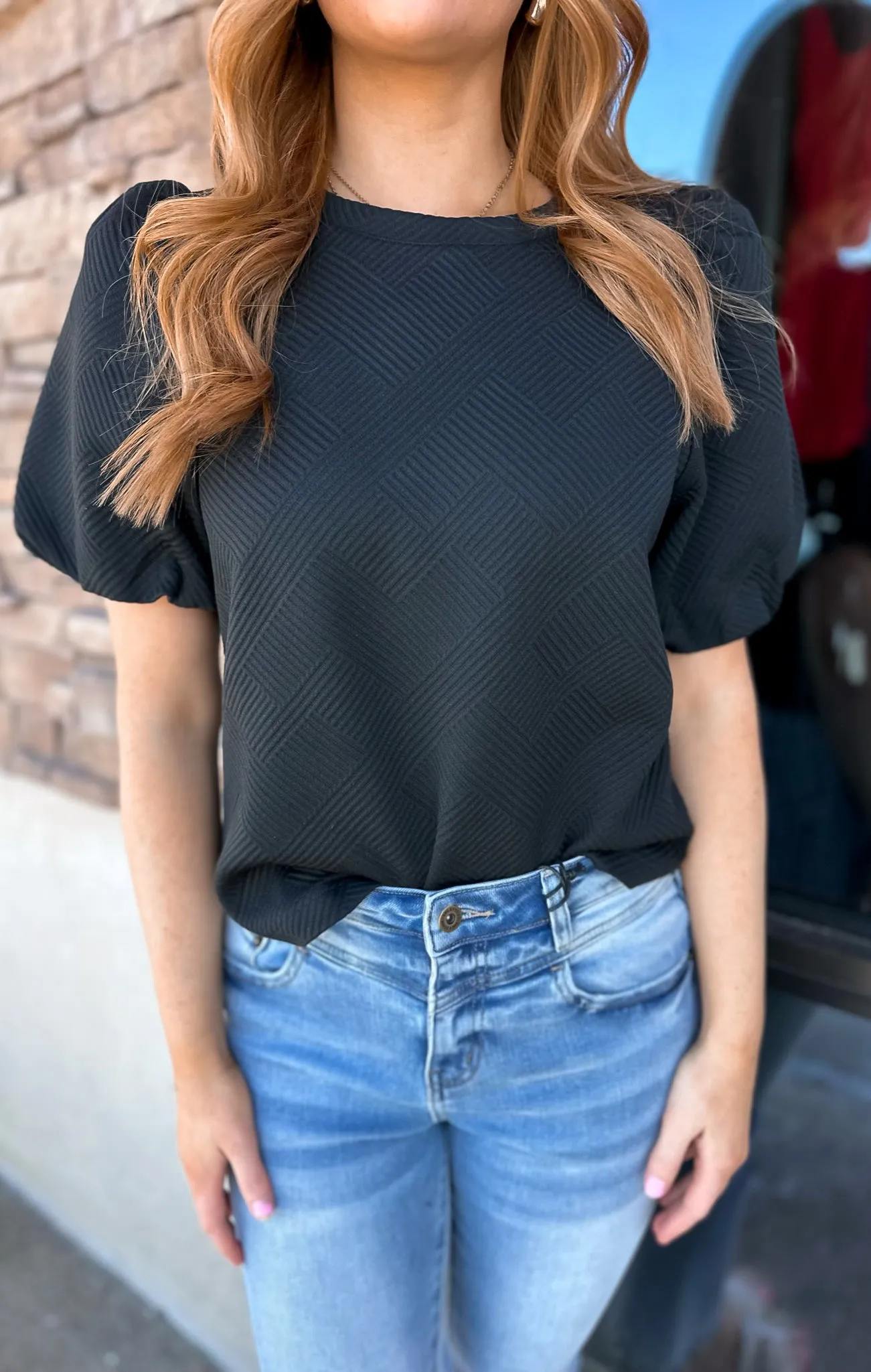 Jacqueline Puff Sleeve Top Black