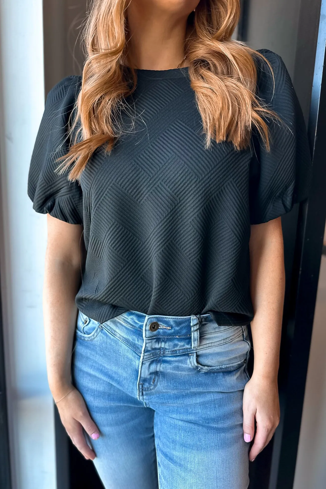 Jacqueline Puff Sleeve Top Black