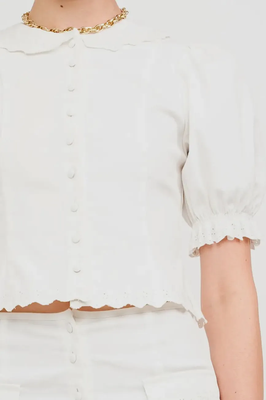 Jaelynn Off White Denim Top