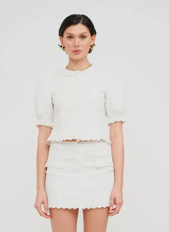 Jaelynn Off White Denim Top