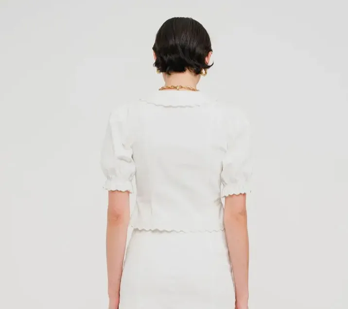 Jaelynn Off White Denim Top