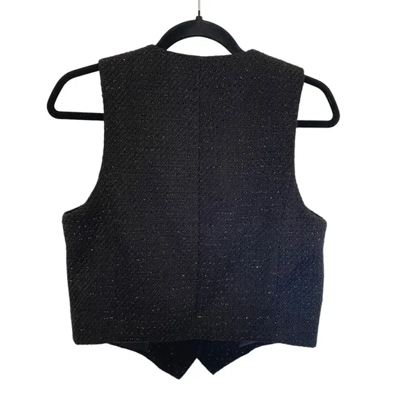 Jason Wu Black Tweed Metallic Jewel Button Vest