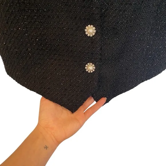 Jason Wu Black Tweed Metallic Jewel Button Vest