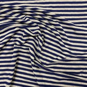 Jessica Viscose Jersey - Navy & Grey Stripe