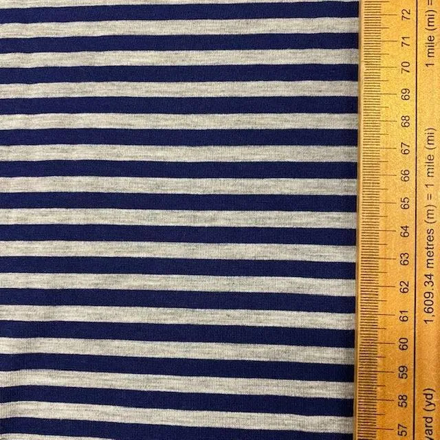 Jessica Viscose Jersey - Navy & Grey Stripe