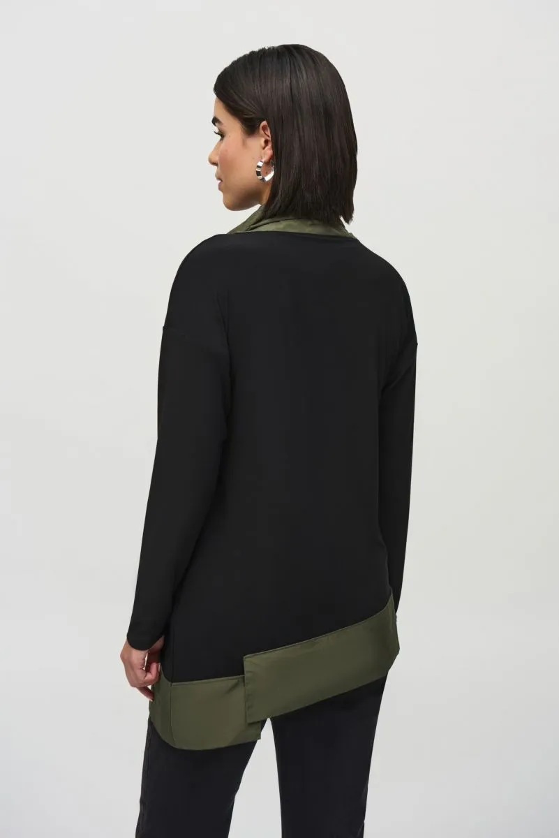 Joseph Ribkoff Asymmetrical Funnel Neck Long Sleeve Top 244234