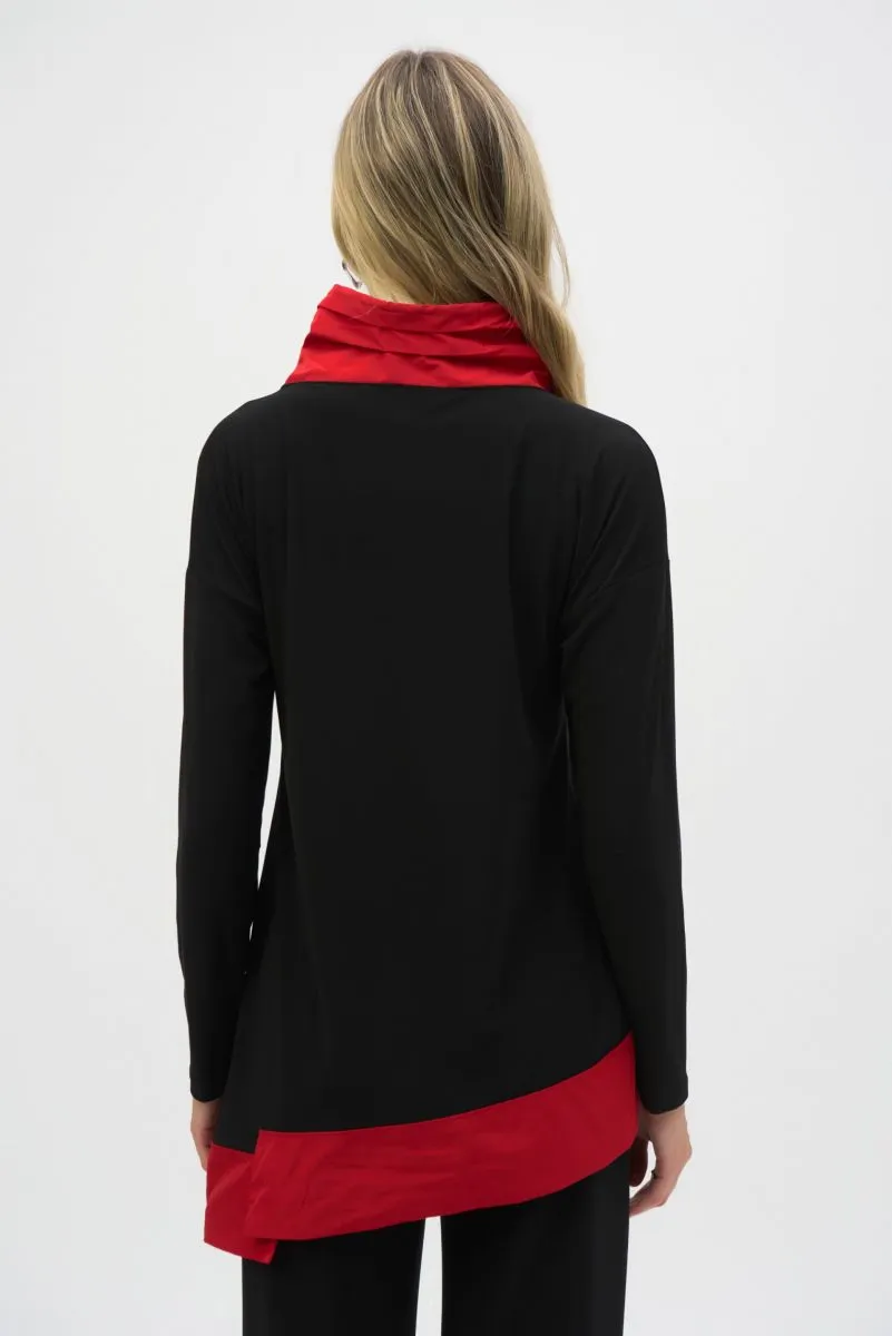 Joseph Ribkoff Asymmetrical Funnel Neck Long Sleeve Top 244234