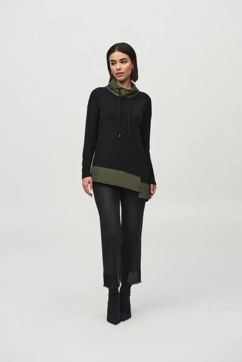 Joseph Ribkoff Asymmetrical Funnel Neck Long Sleeve Top 244234