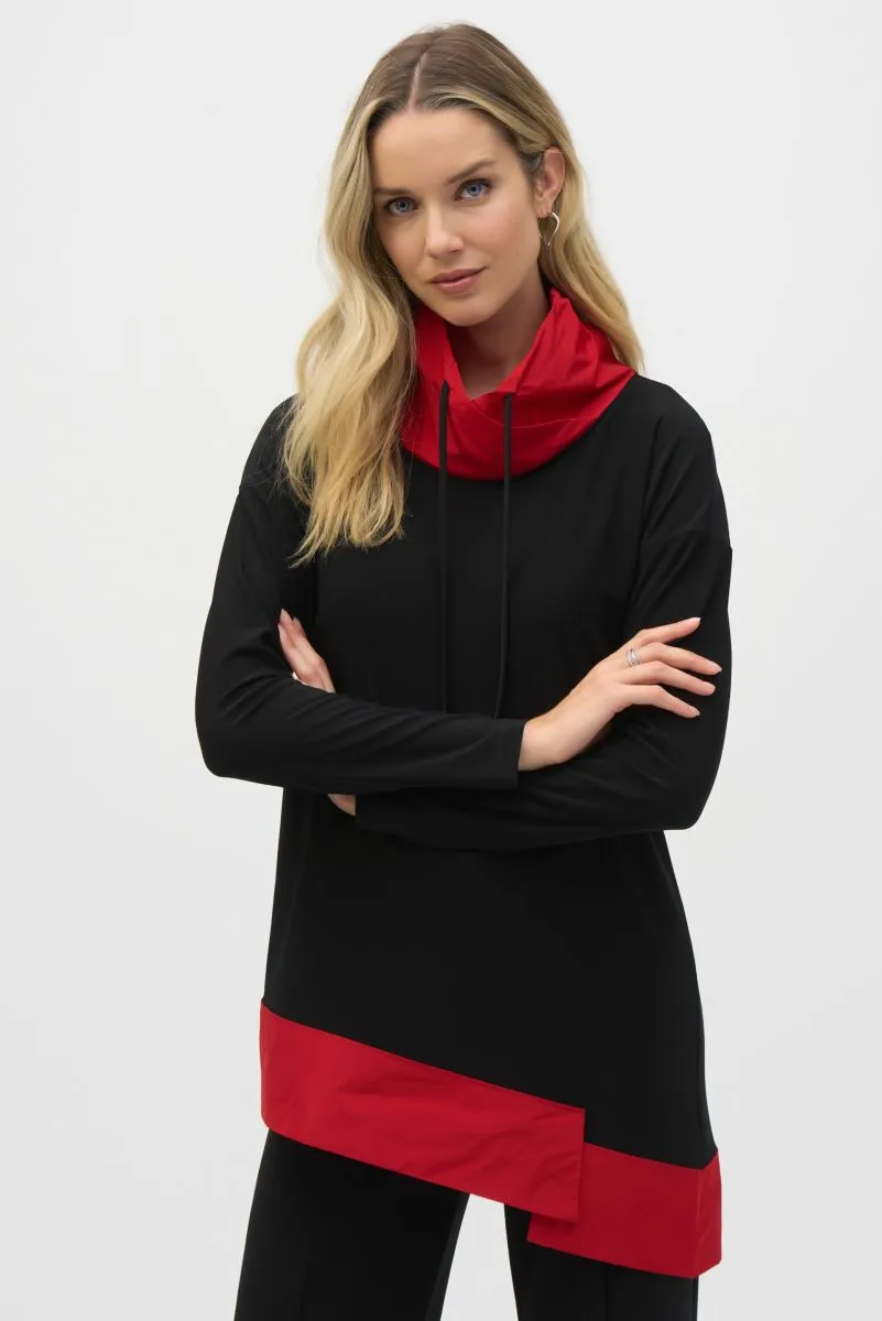 Joseph Ribkoff Asymmetrical Funnel Neck Long Sleeve Top 244234
