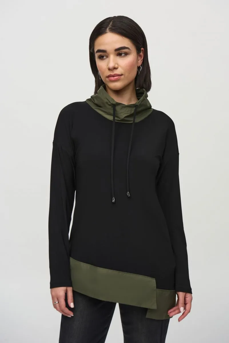 Joseph Ribkoff Asymmetrical Funnel Neck Long Sleeve Top 244234