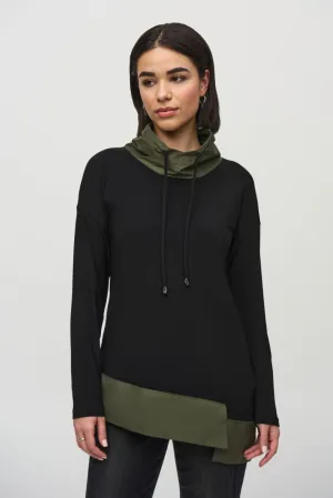 Joseph Ribkoff Asymmetrical Funnel Neck Long Sleeve Top 244234