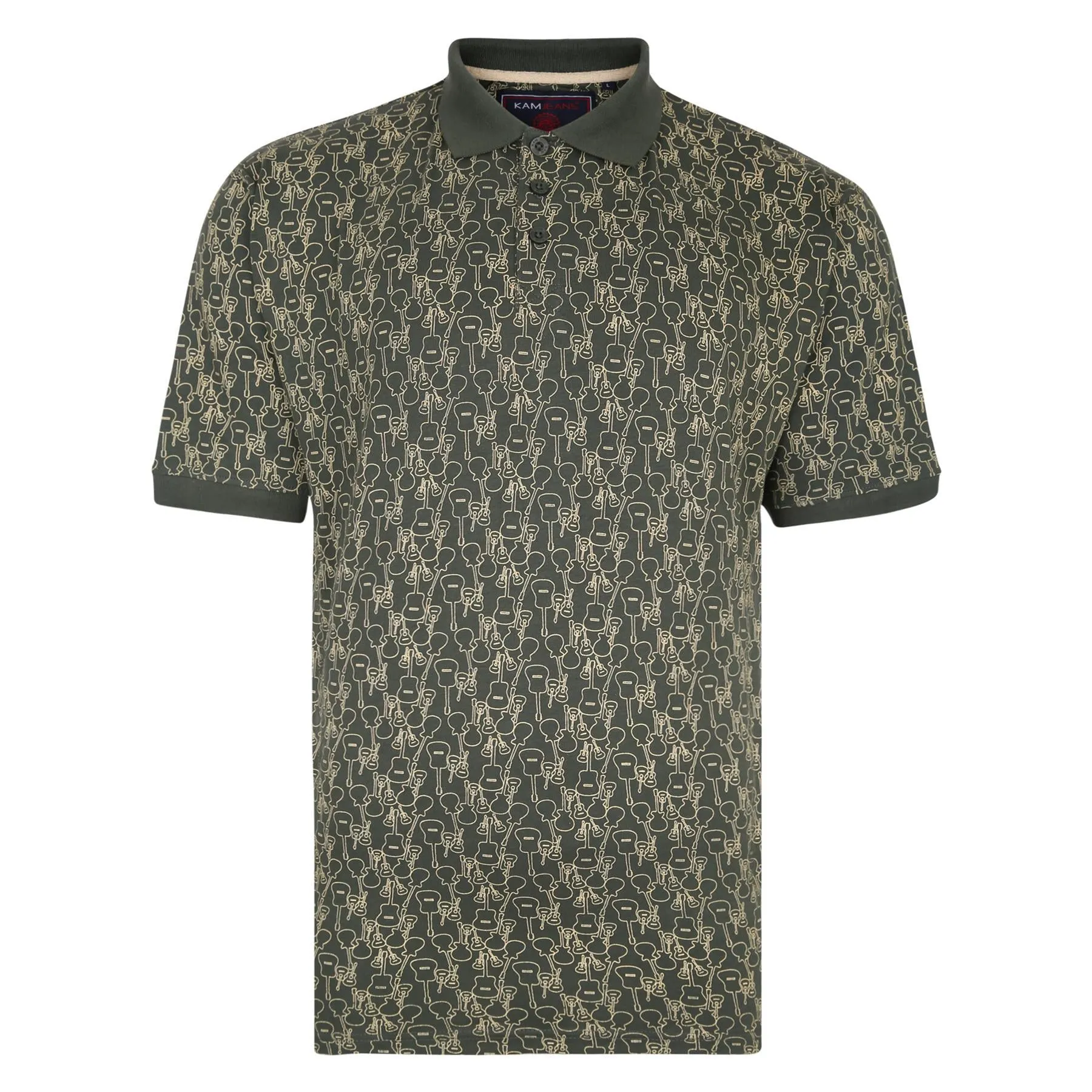 KAM Mens Big Size Guitar Print Polo (5431)