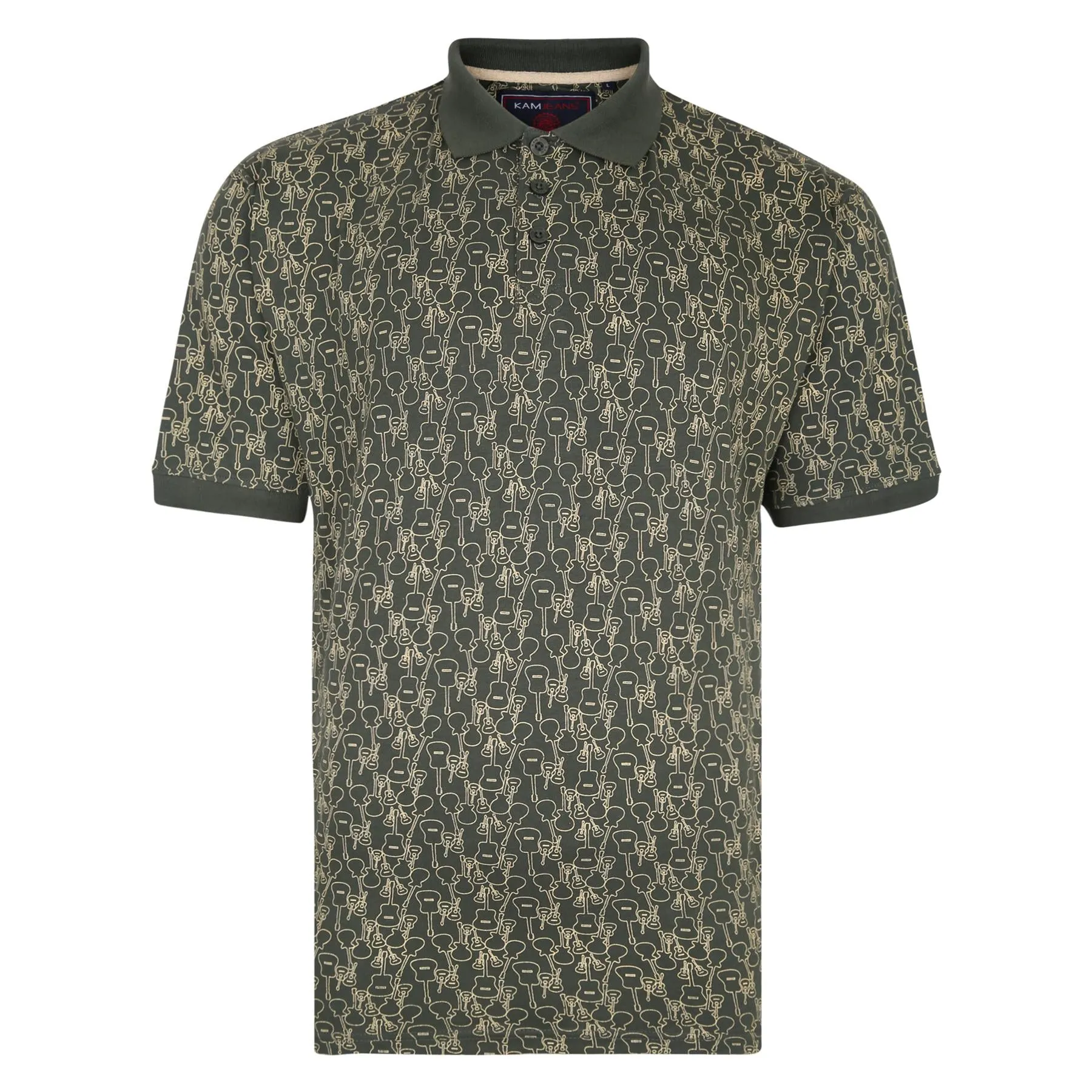 KAM Mens Big Size Guitar Print Polo (5431)